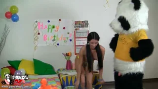 Brunette teen has birthday sex