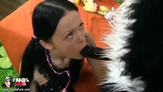Hot brunette gets a pussy creampie
