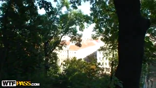 Outdoor sex scene with a blonde