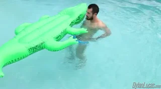 Lying by the pool gets Brock horny so he decides to cool off